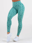 Instinct Scrunch Bum Leggings - Leopard Teal