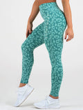 Instinct Scrunch Bum Leggings - Leopard Teal