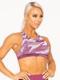 Camo Seamless Sports Bra - Burgundy Camo