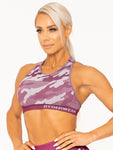 Camo Seamless Sports Bra - Burgundy Camo