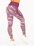 Camo Seamless High Waisted Leggings - Burgundy Camo