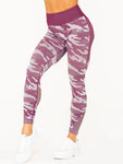 Camo Seamless High Waisted Leggings - Burgundy Camo