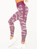 Camo Seamless High Waisted Leggings - Burgundy Camo